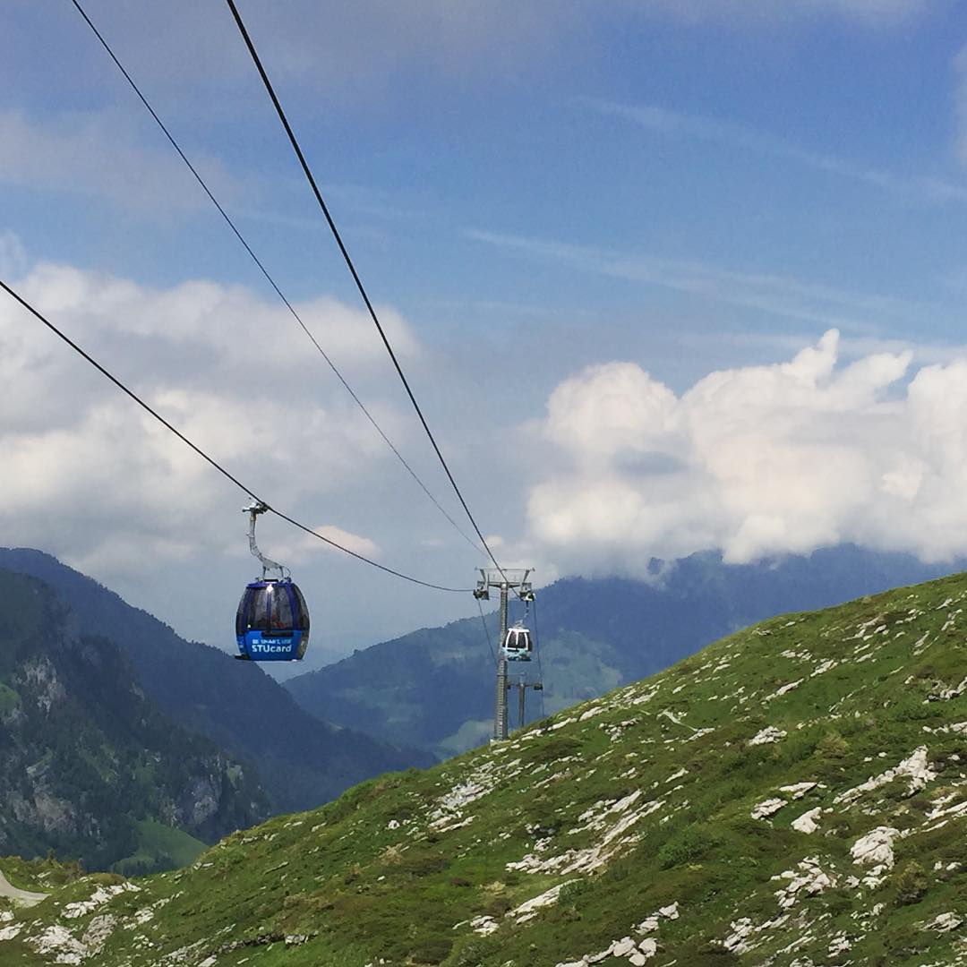 Soo, der Besuch bei den Bartgeiern ist nun definitiv zu Ende und wir machen uns mit der Gondelbahn wieder auf den Weg nach Stöckalp. Übrigens: Jede Gondel ist anders Gestaltet, mehrheitlich von diversen Partnern - jede ein kleines Kunstwerk.? Schön so! #melchseefrutt #switzerland #gondelbahn #nature #goodday
