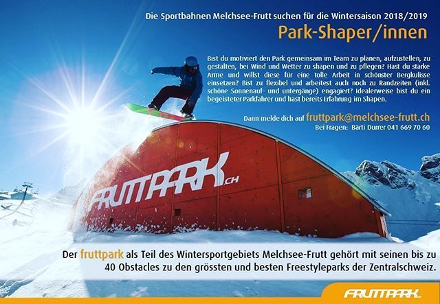 Lust auf einen coolen Wintersaisonjob im @fruttpark ? Dann melde dich jetzt auf fruttpark@melchsee-frutt.ch